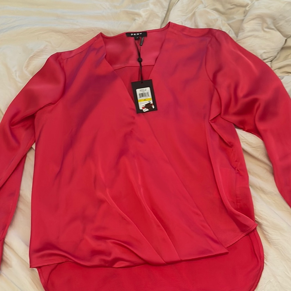 DKNY Women's Vibrant Red Blouse